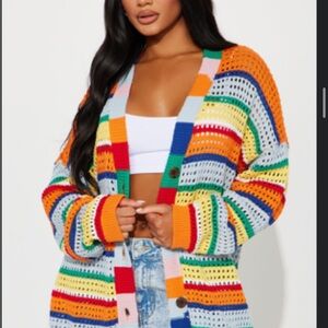 Fashion Nova Standing Out Crochet Cardigan - Multi Color